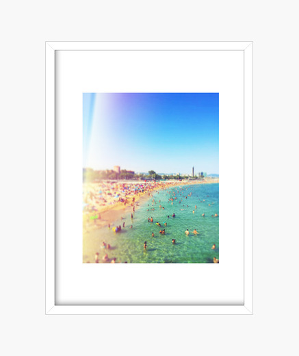 Barcelona Beach Picture With Vertical White Frame 3 4 15