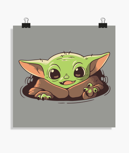 Poster Bebe Yoda Man Dalorian Forte Tostadora