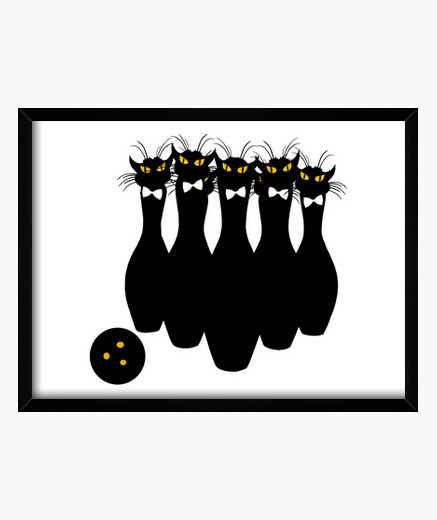 cat bowling framed print