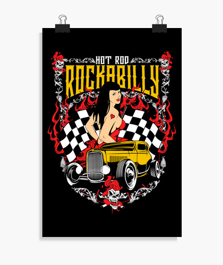 Poster Rockabilly Hot Rod Sexy Pin Up Girl Rock And Roll Rockers Voitures Classiques Affiche Usa Tostadora Fr