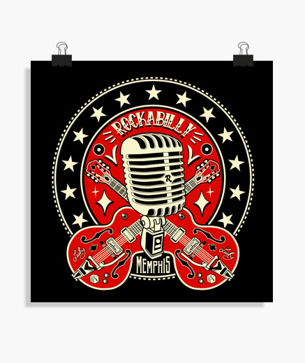 Poster Rockabilly Memphis Tennessee Rock Music Microfono Rocker Anni 50 Anni 60 Anni 70 Post Tostadora It