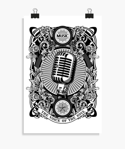 Poster Vintage Musica Vintage Microfono Soul Rock Rockabilly Rock And Roll Anni 50 Anni 60 Anni Tostadora It