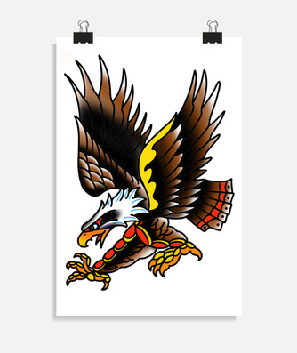 eagle, colour, traditional, tattoo poster | tostadora