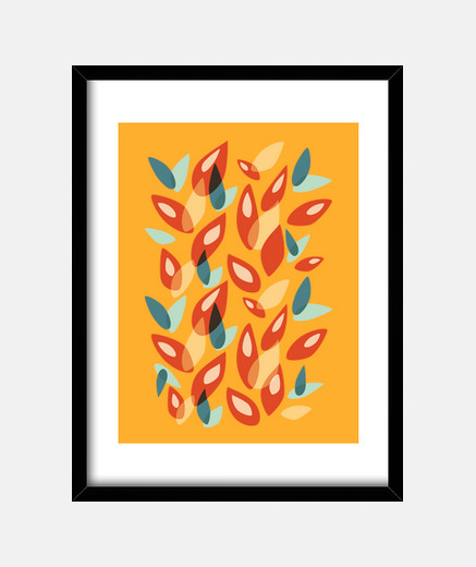 Framed Abstract Geometric Autumn Leaves