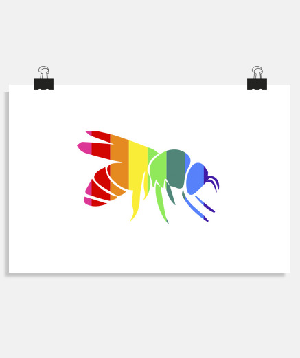 Poster affiche arc en ciel abeille lgbt gay pride