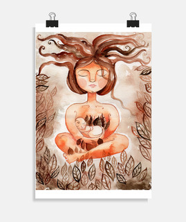affiche imprimée mère coucher de soleil d'été