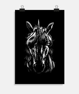 afiche para decoración o home staging, caballo tuerto, unicornio excepcional y raro