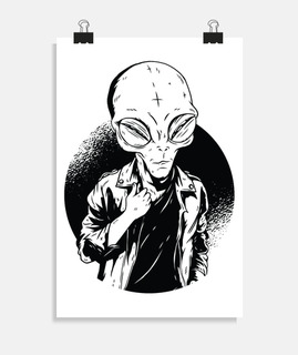 alien , désinvolte , en tenue de sport , magnifique affiche alien en tenue sportwear,  
