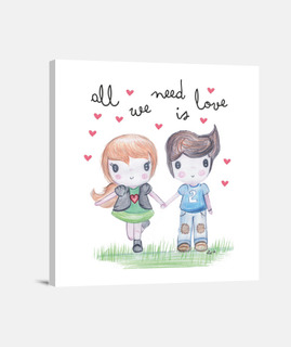 all you need is love - square canvas 1: 1 - (40 x 40 cm)