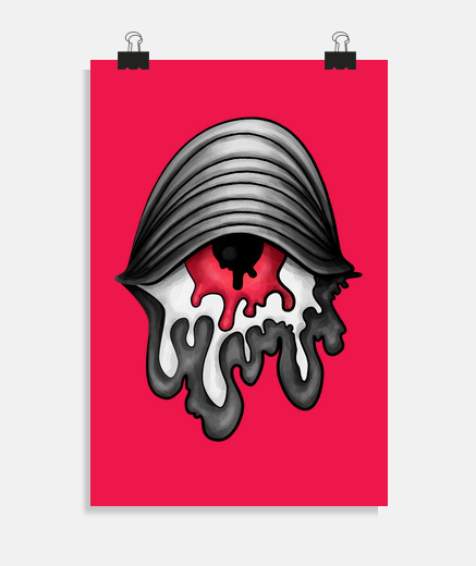 Poster art bizarre des yeux rouges effrayants