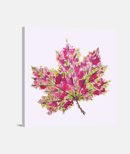Lienzo bastante colorida acuarela otoño hoja