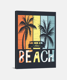 Beach Vintage Surf Van Palm Trees Hawai