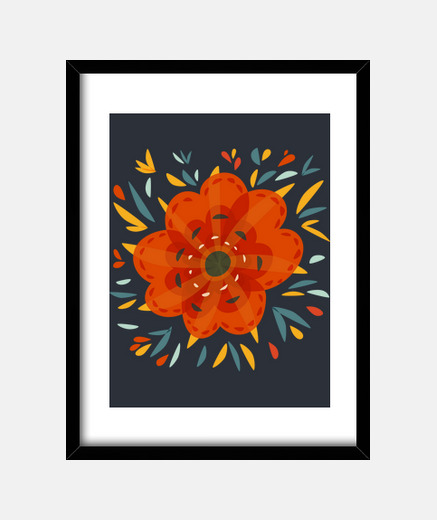 Cuadro Beautiful Decorative Orange Flower