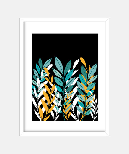 Cadre branches avec feuilles, tableau avec cadre vertical
