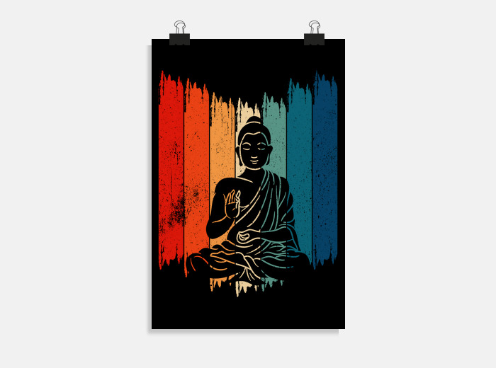 Poster buddha meditando vintage retrò buddha