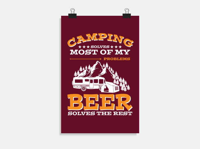 Camping and beer funny sayings poster | tostadora Camping and beer funny sayings poster | tostadora