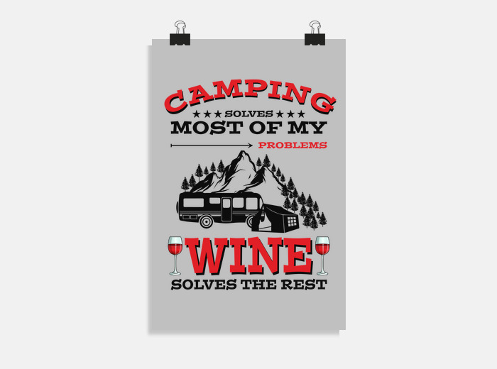 Camping and wine camper funny sayings poster | tostadora