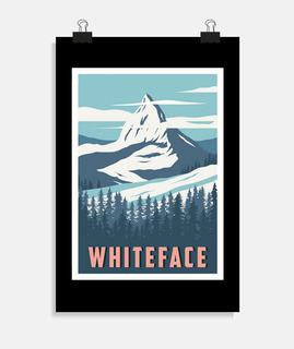 cartel de esquí de cara blanca