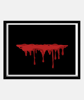cartel de marco, sangre, película de terror, arte pop, para decoración, puesta en escena en casa