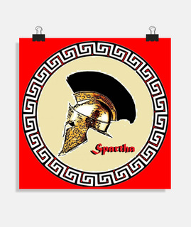 Casco espartano envuelto en manto griego.