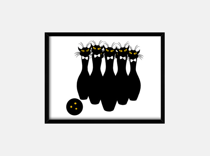 cat bowling framed print