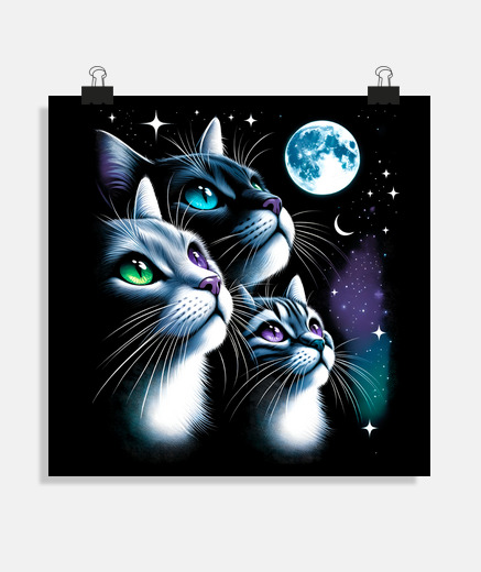 Poster cats in the light of the full moon kitt