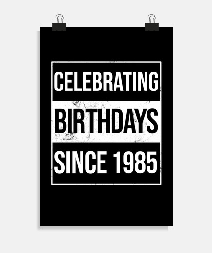 Póster celebrando cumpleaños desde 1985