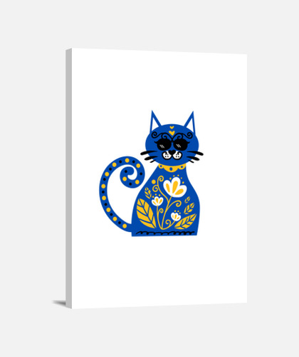 Tableau chat bleu avec des lunettes de soleil tostadora