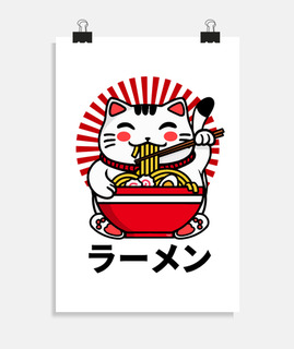 Chat ramen japonais mignon