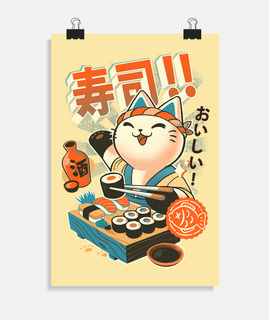 chef de sushi - cuisine de chat mignon - restaurant japonais