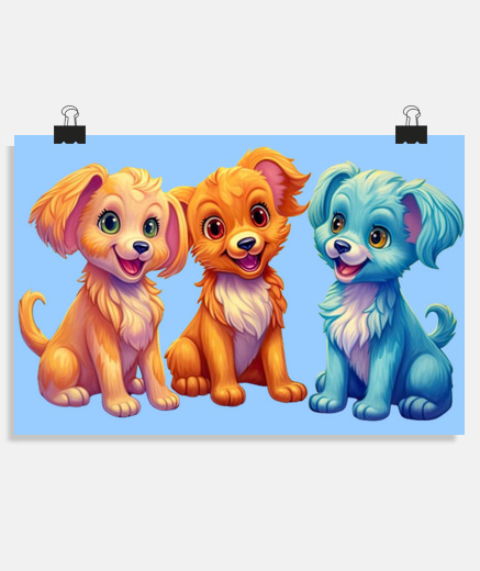 Poster chiots dessin animé trop mignon fun poster bureau boutique magasin chambre affiche stand  funny à pe