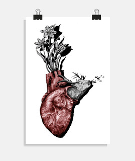 coeur animal cerf et fleurs
