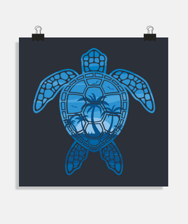 conception de tortue de mer île tropicale en bleu