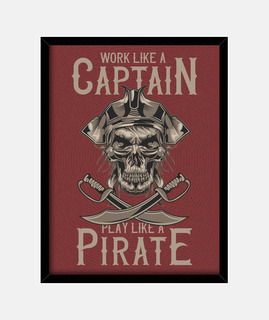 Cuadro Pirata Capitán Tesoro Barcos Calaveras Retro Captain Vintage Ilustración
