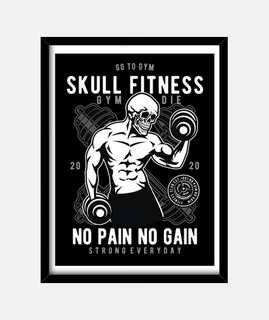 Cuadro Skull Fitness Deporte Gym Skulls No Pain No Gain Gimnasio Pesas