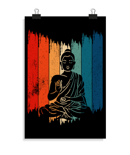 Póster Vertical 2:3 - (20 X 30 Cm) buda meditando buda retro vintage laTostadora