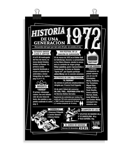 Póster Vertical 2:3 - (20 X 30 Cm) f oscuro 1972 UNA GENERACION Diseño nº laTostadora