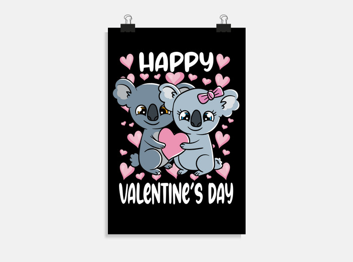 Póster dia de san valentin pareja koalas