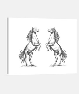 dibujo caballos encabritados 2 camiseta de montar en pony