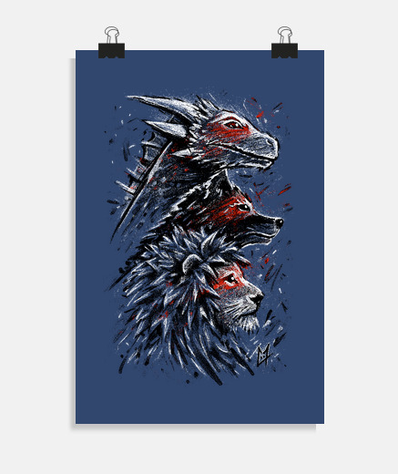 Poster Dragon Wolf Lion