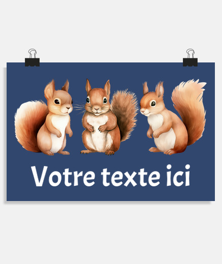 Poster écureuil roux trois mignons ecureuils poster bureau salon maladies  à personnaliser  apprivoiser com