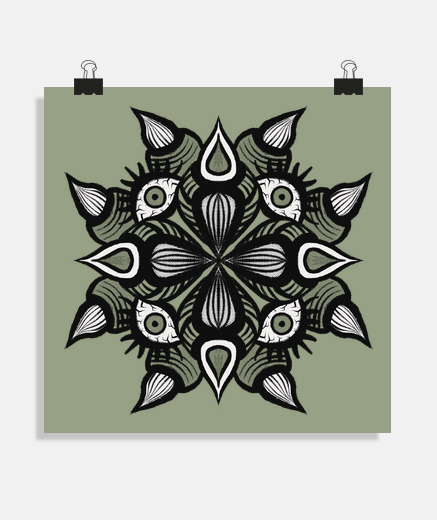 Poster effrayant monstre yeux cornes horreur g