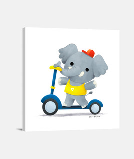 elefante en scooter