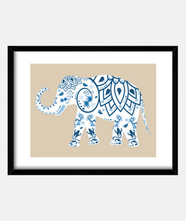 Elefantes - Elefante azul y blanco