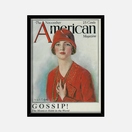 femme avec chapeau rouge, magazi américain