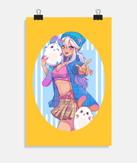 Femme streetwear avec ses mascottes