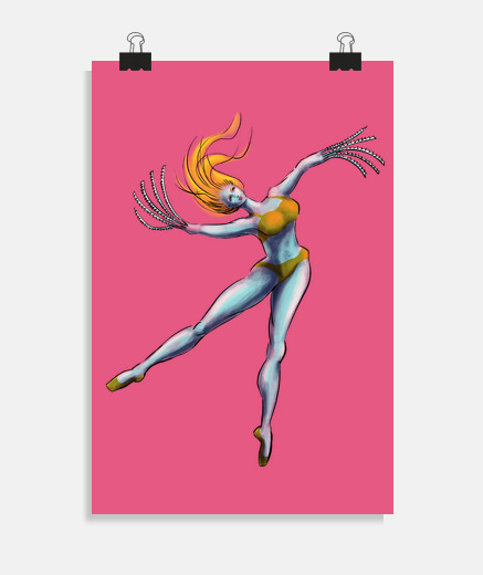 Poster fille de danseuse bizarre avec des main