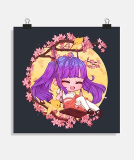 Fille chibi sur balancelle