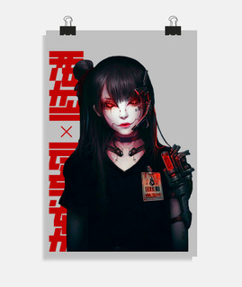 fille cyborg japonaise style cyberpunk