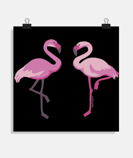 Poster flamants roses